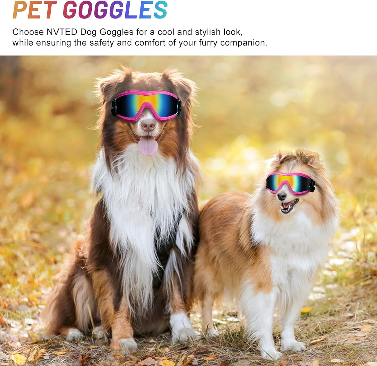 Dog Sunglasses Goggles, UV Wind Dust Fog Protection Pet Glasses Eye Wear Protection with Adjustable Strap for Medium or Large Dog (Pink)