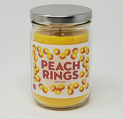 Peach Ring Candle ~ Candy Scented ~Scented Soy Wax 12oz ~ Long Burn Time ~ Made in USA (12 oz, Peach)