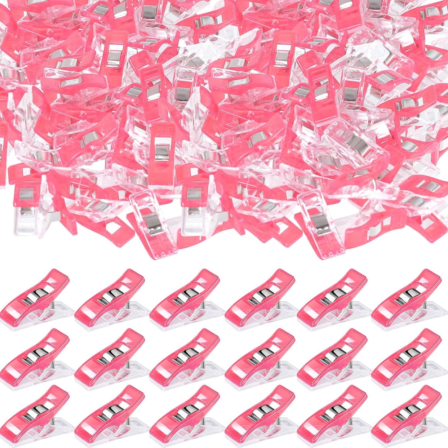 200 Pcs Multipurpose Sewing Clips Quilting Supplies,Plastic Fabric Clips for Sewing,Quilting for Binding Accessories and Crafting Tools (Pink)
