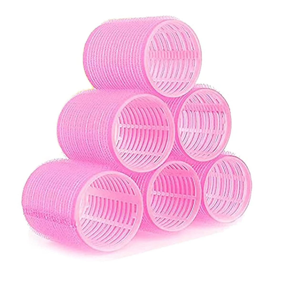 6Pcs Pink Self Grip Hair Rollers, Salon Quality Hairdressing Curlers, Pack Self Grip Hair Curlers Create Waves and Curls DIY Hairstyle Ideal for Holiday Gift, Hair Rollers