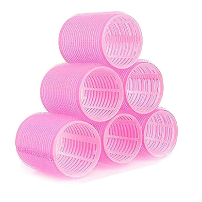 6Pcs Pink Self Grip Hair Rollers, Salon Quality Hairdressing Curlers, Pack Self Grip Hair Curlers Create Waves and Curls DIY Hairstyle Ideal for Holiday Gift, Hair Rollers
