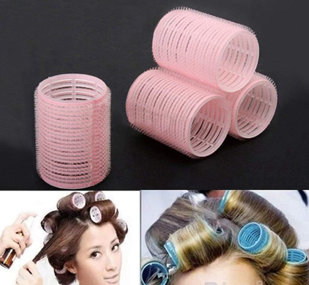 6Pcs Pink Self Grip Hair Rollers, Salon Quality Hairdressing Curlers, Pack Self Grip Hair Curlers Create Waves and Curls DIY Hairstyle Ideal for Holiday Gift, Hair Rollers