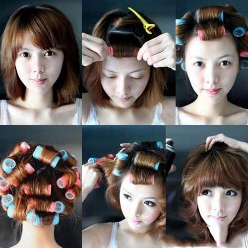 6Pcs Pink Self Grip Hair Rollers, Salon Quality Hairdressing Curlers, Pack Self Grip Hair Curlers Create Waves and Curls DIY Hairstyle Ideal for Holiday Gift, Hair Rollers