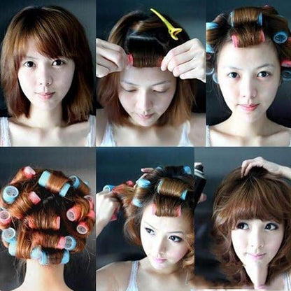 6Pcs Pink Self Grip Hair Rollers, Salon Quality Hairdressing Curlers, Pack Self Grip Hair Curlers Create Waves and Curls DIY Hairstyle Ideal for Holiday Gift, Hair Rollers