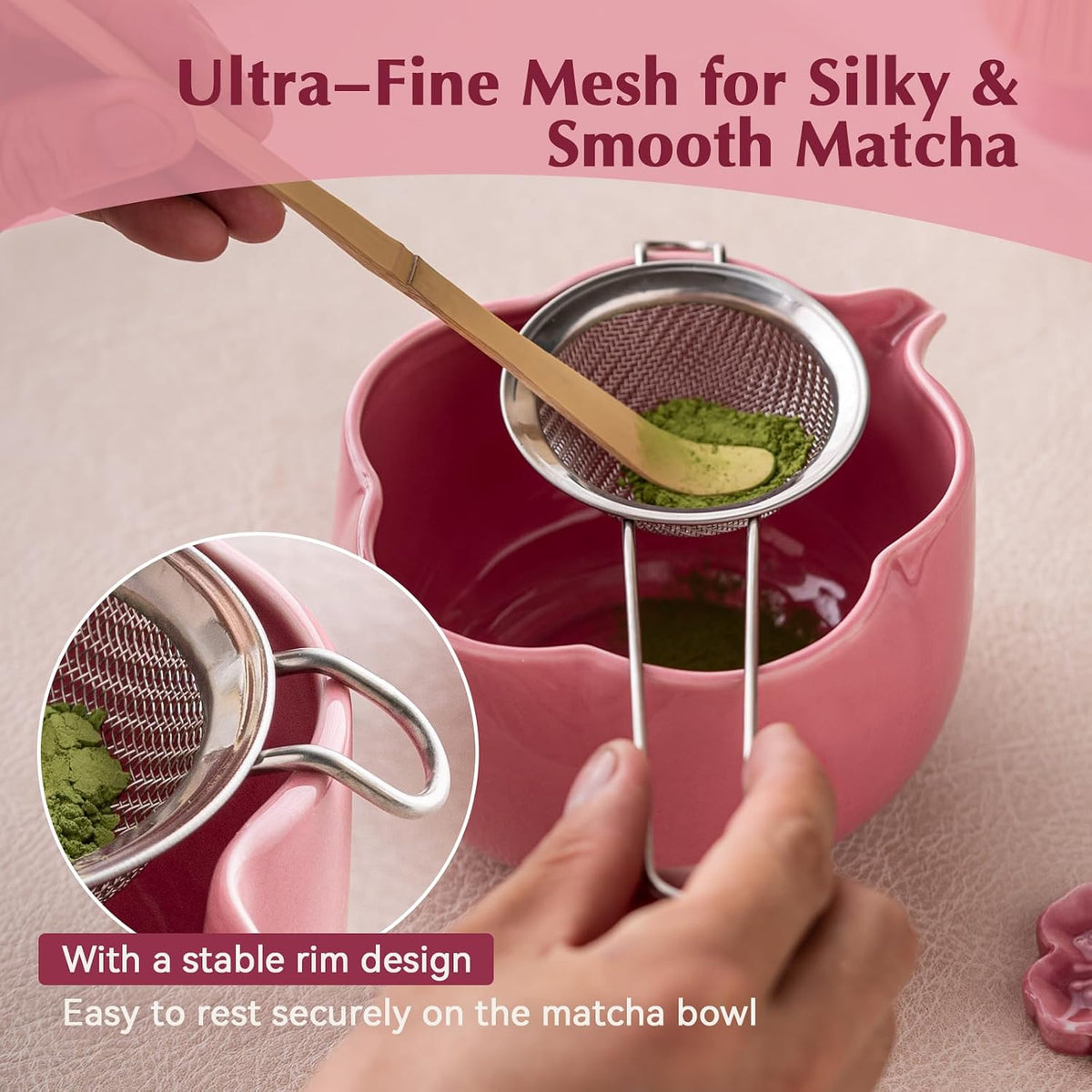 Matcha Set, 8Pcs Floral Ceramic Matcha Kit with Matcha Whisk