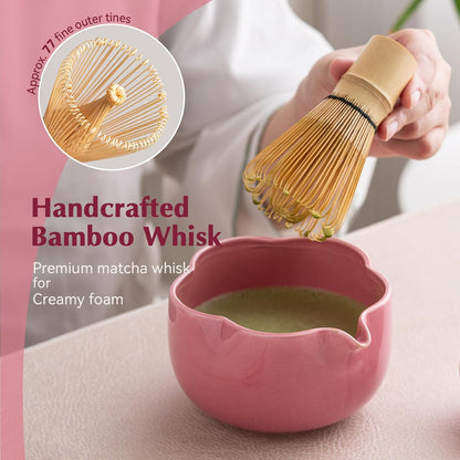 Matcha Set, 8Pcs Floral Ceramic Matcha Kit with Matcha Whisk