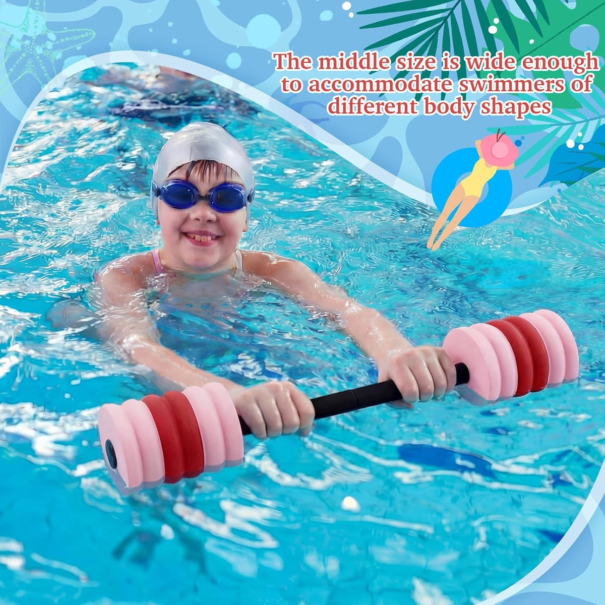 Long Aquatic Swim Dumbbells Foam Water Weights for Pool Exercise