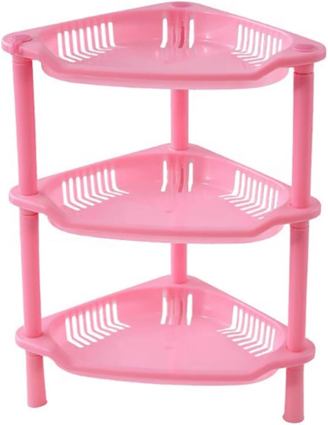 3 Tier Shower Caddy Organizer Shelf Corner, Pink Plastic Countertop Shelf Multifunctional Hollow Out Desktop Rack Cosmetic Storage Holder Organizer for Bathroom Kitchen Dresser