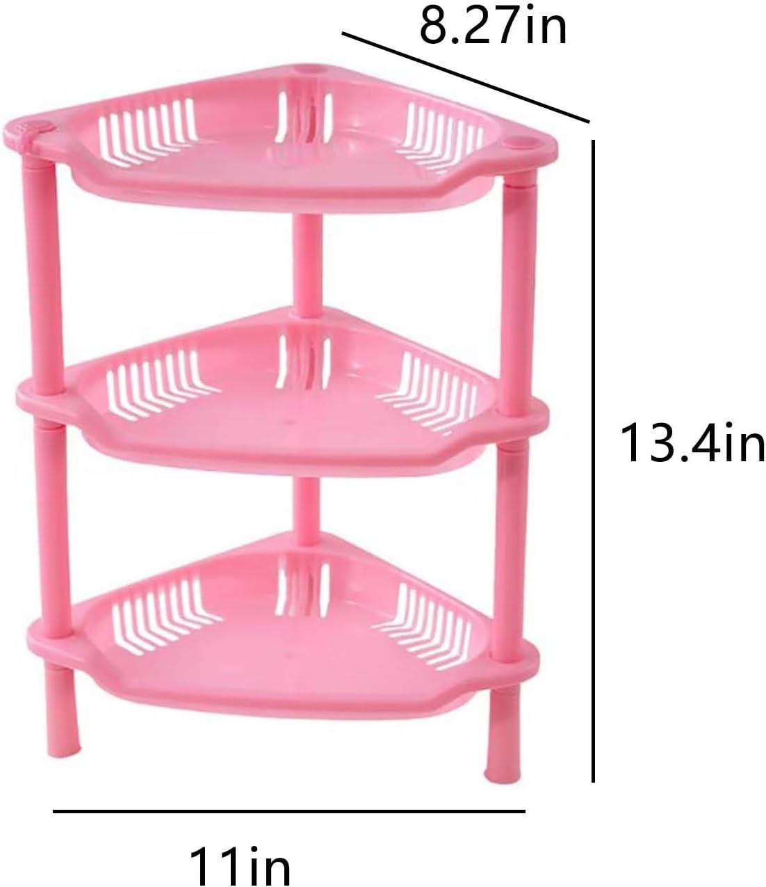 3 Tier Shower Caddy Organizer Shelf Corner, Pink Plastic Countertop Shelf Multifunctional Hollow Out Desktop Rack Cosmetic Storage Holder Organizer for Bathroom Kitchen Dresser