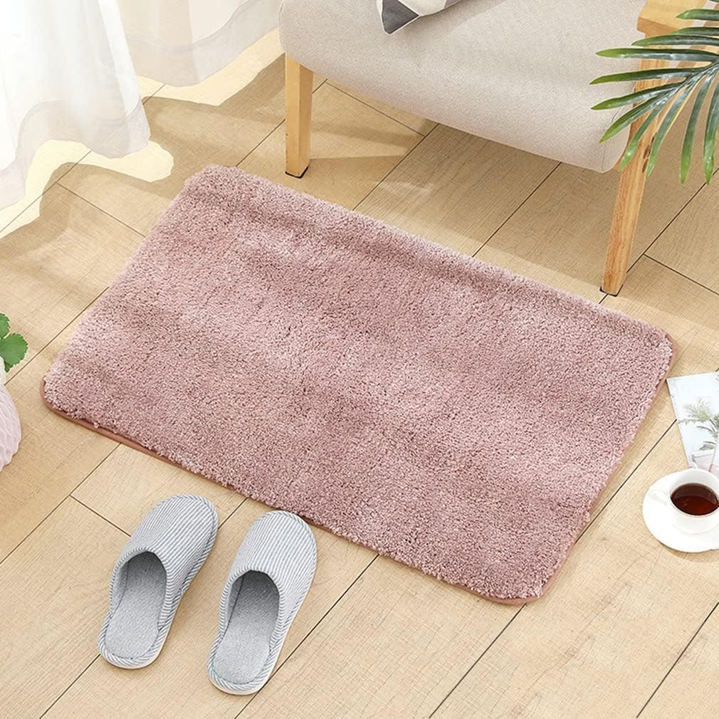 Bathroom Rugs Ultra Soft Shaggy and Absorbent Luxury Bath Mat Non Slip Carpet Mats for Tubs Toilet Showers Machine Washable Small Bathmat Doormat Solid 20" X 31" Light Pink