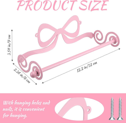 Pink Bow Toilet Paper Holder Wall Mount Coquette 12.2 x 2.3''