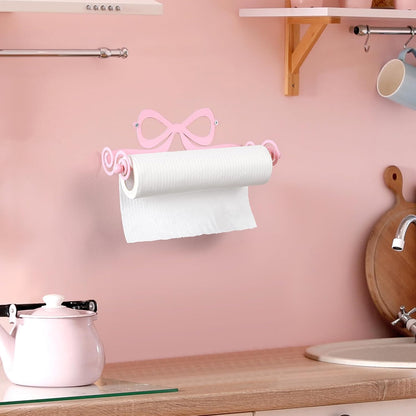 Pink Bow Toilet Paper Holder Wall Mount Coquette 12.2 x 2.3''
