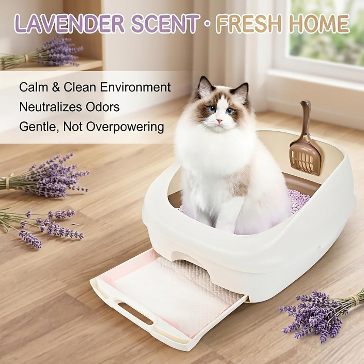Cat Pee Pads,Super Absorbent,Odor Control with Lavender Scent,Multi Cat,16.9"x11.4" Refills for Tidy Cats Breeze Litter System,Disposable,Leak-Proof Quick-Dry Cat Litter Pads,Pink,30 Count
