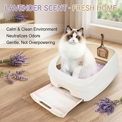 Cat Pee Pads,Super Absorbent,Odor Control with Lavender Scent,Multi Cat,16.9"x11.4" Refills for Tidy Cats Breeze Litter System,Disposable,Leak-Proof Quick-Dry Cat Litter Pads,Pink,30 Count