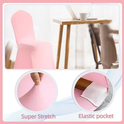 Chair Cover Pink Polyester Spandex Banquet Chair Covers Slipcover Flat Front Stretch Spandex Chair Covers for Wedding Banquet Dining Party Decorations (1 Pcs Pink)