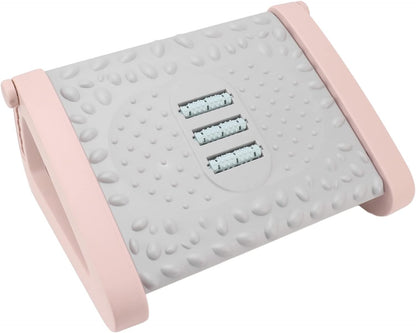 Ergonomic Under Desk Footrest with Texture and Roller for (Pink)