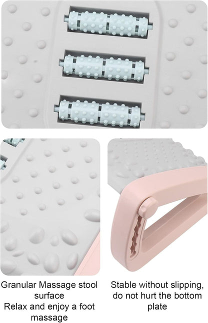Ergonomic Under Desk Footrest with Texture and Roller for (Pink)