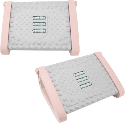 Ergonomic Under Desk Footrest with Texture and Roller for (Pink)