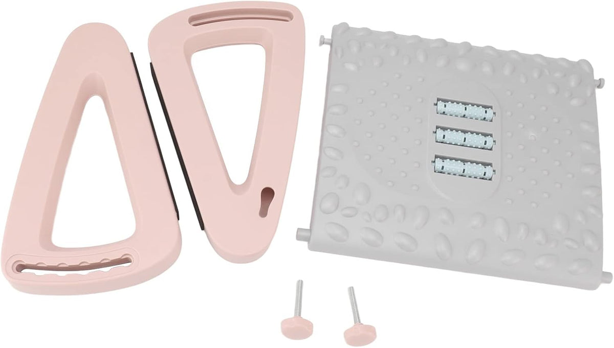Ergonomic Under Desk Footrest with Texture and Roller for (Pink)