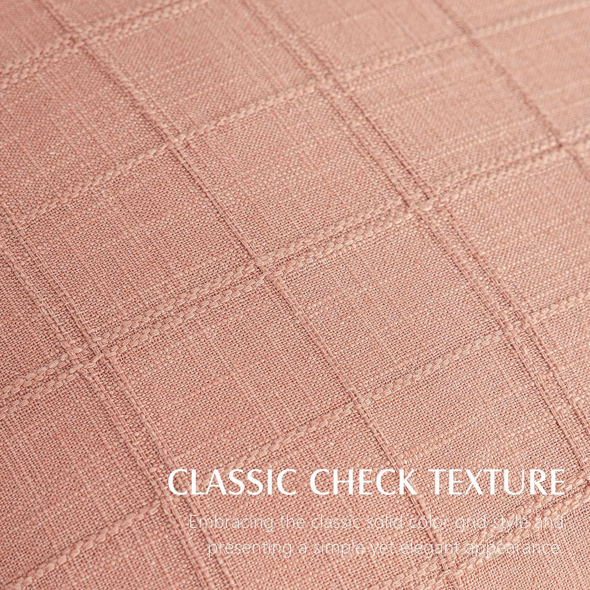 Set of 1 Decorative Linen Check Throw Pillow Cover Neutral Farmhouse Lumbar Cushion Cover Modern Boho Accent Home Decor for Sofa Chair Couch Bedroom Living Room,12×20 Inch,Coral Pink