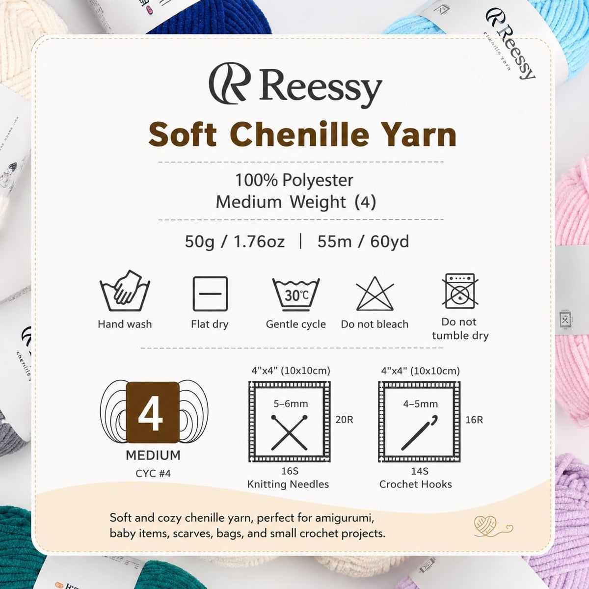 Chenille Yarn for Crocheting, 6 Pack Soft Polyester Yarn, 50g Skeins, Medium Worsted Weight Chenille, 3.5mm Plush Yarn for Crafting Plush Toys, Blankets, Scarves(Blossom Pink)