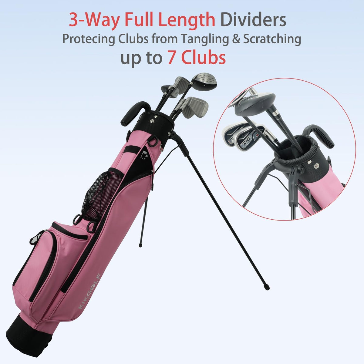 Lightweight Stand Golf Bag with Cooler Rain Cover 7 Clubs Capacity