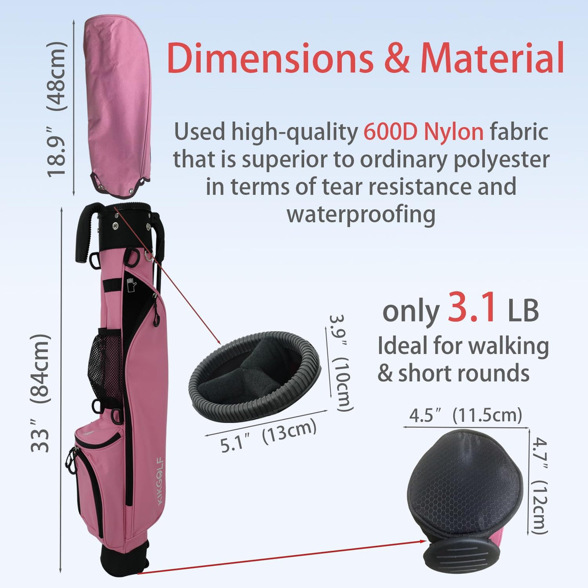 Lightweight Stand Golf Bag with Cooler Rain Cover 7 Clubs Capacity