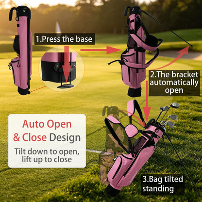 Lightweight Stand Golf Bag with Cooler Rain Cover 7 Clubs Capacity
