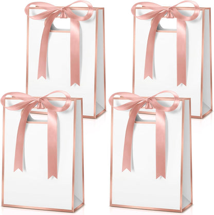 30 Pack Rose Gold Gift Bags with Handles, 10.2 x 7.1 x 3.2 Inch