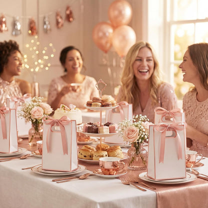 30 Pack Rose Gold Gift Bags with Handles, 10.2 x 7.1 x 3.2 Inch