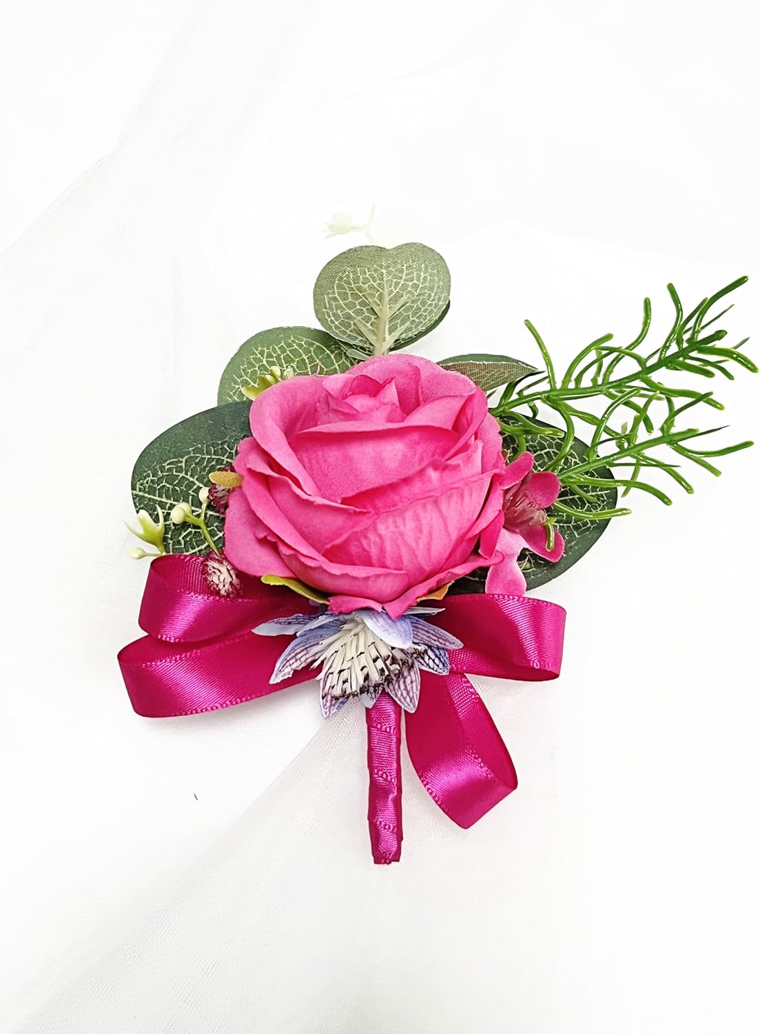 Prom Calla LilyRose Corsage and Boutonniere Set Artificial Rose Wedding Corsage Flowers Prom Party Suit Decoration (Pink)