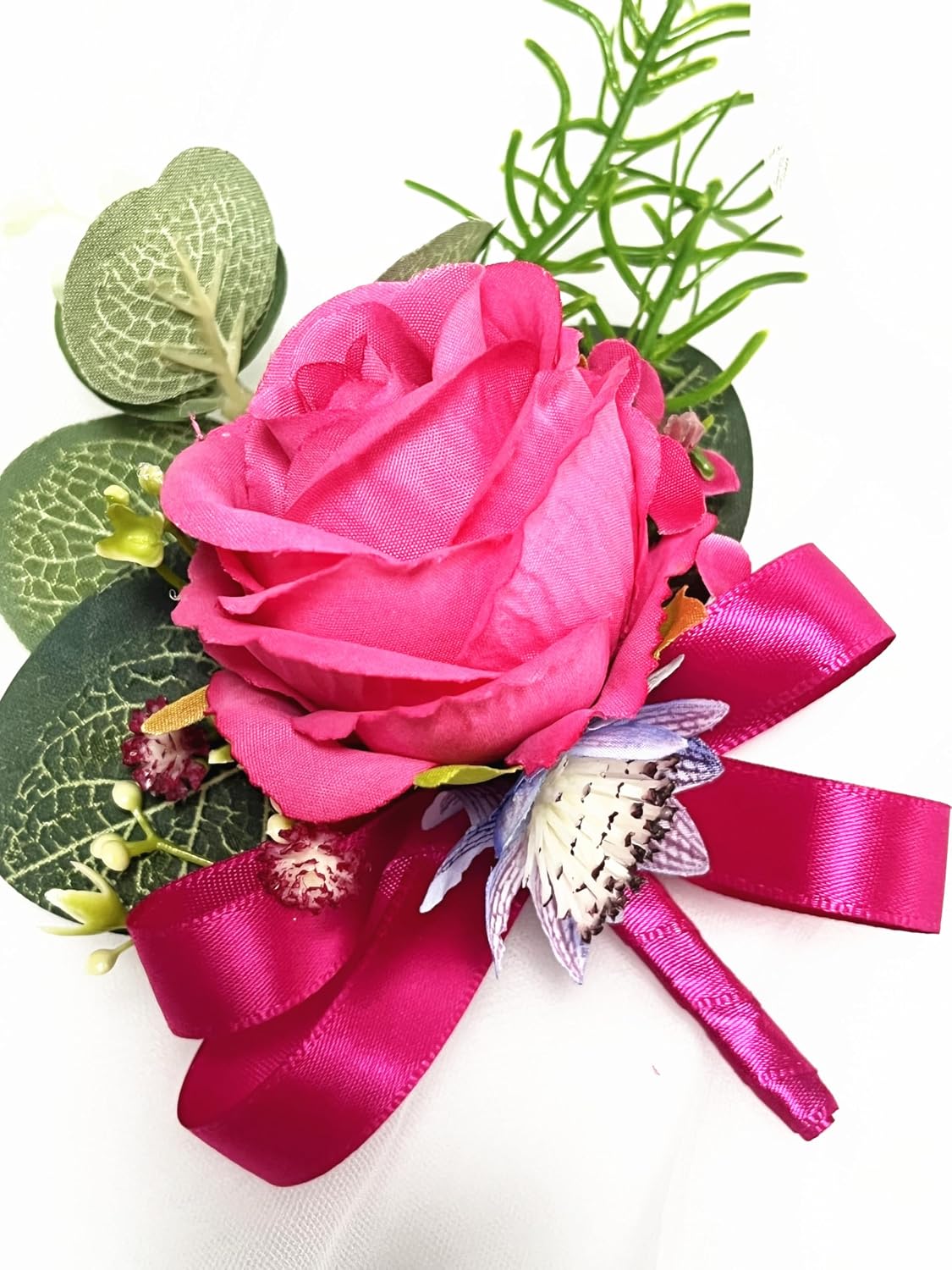 Prom Calla LilyRose Corsage and Boutonniere Set Artificial Rose Wedding Corsage Flowers Prom Party Suit Decoration (Pink)