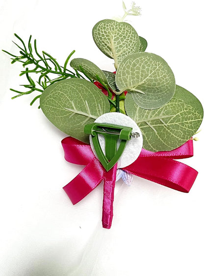 Prom Calla LilyRose Corsage and Boutonniere Set Artificial Rose Wedding Corsage Flowers Prom Party Suit Decoration (Pink)