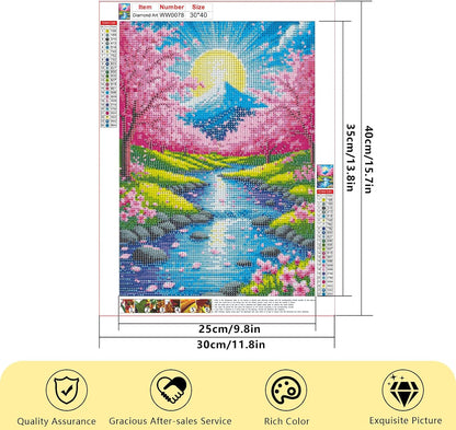 Focart Diamond Painting Kits for Adults Beginners, Full Drill Round Diamond Art, Peach Grove Sunrise Pattern 5D DIY Paint by Numbers Gem Art for Home Wall Decor, Ideal Gift for Women Mom Grandma