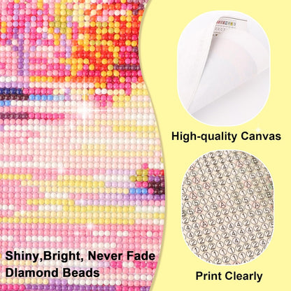 Focart Diamond Painting Kits for Adults Beginners, Full Drill Round Diamond Art, Peach Grove Sunrise Pattern 5D DIY Paint by Numbers Gem Art for Home Wall Decor, Ideal Gift for Women Mom Grandma