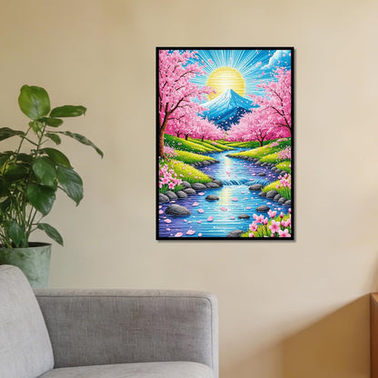 Focart Diamond Painting Kits for Adults Beginners, Full Drill Round Diamond Art, Peach Grove Sunrise Pattern 5D DIY Paint by Numbers Gem Art for Home Wall Decor, Ideal Gift for Women Mom Grandma