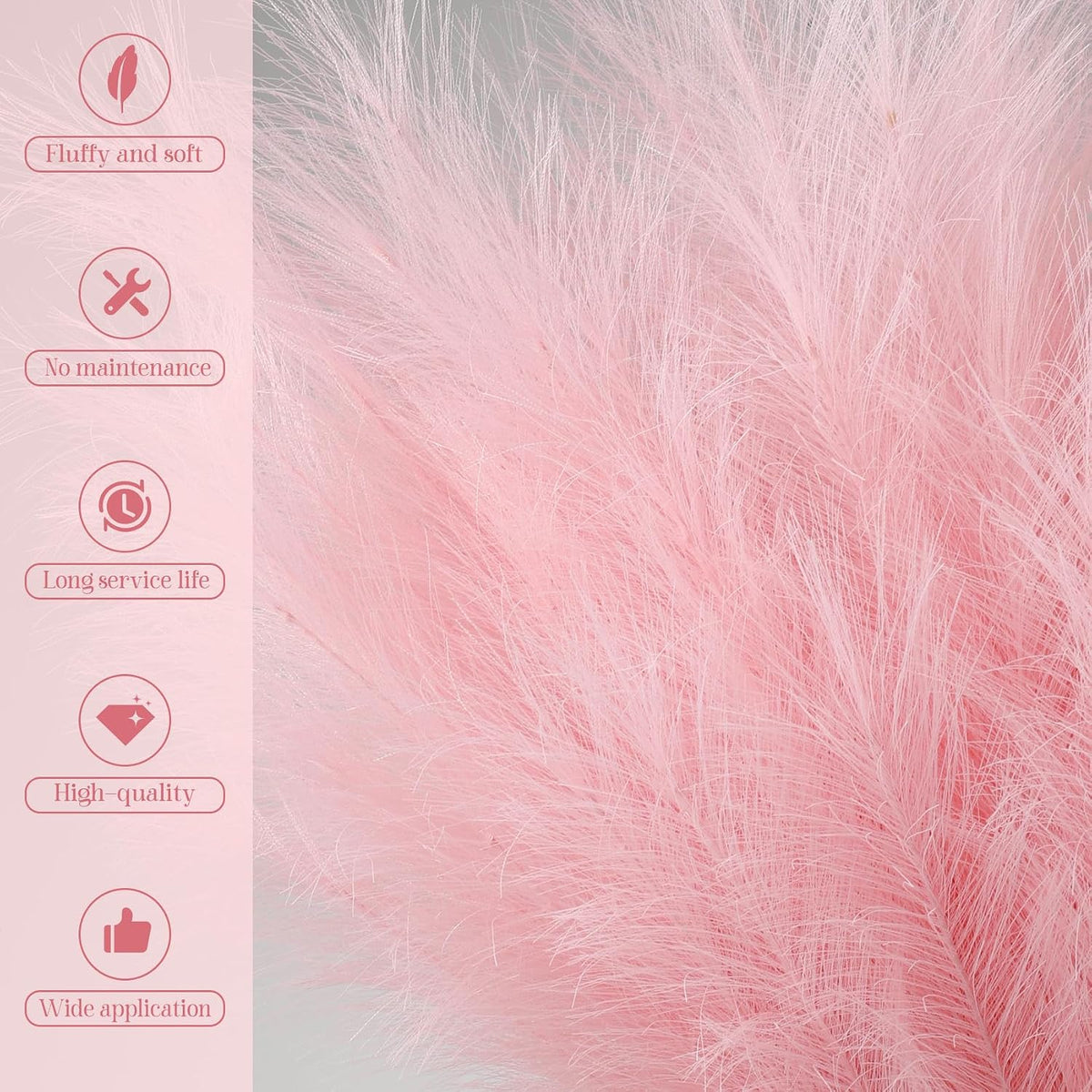 8 Pcs 38''/97cm Tall Faux Large Pampas Grass Decor, Pink