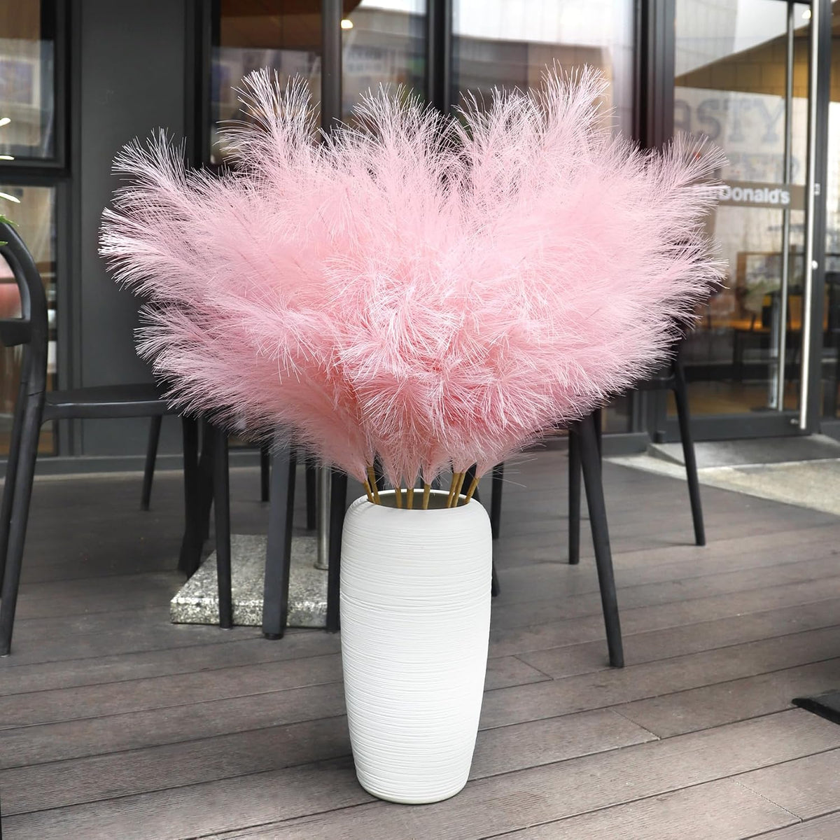 8 Pcs 38''/97cm Tall Faux Large Pampas Grass Decor, Pink