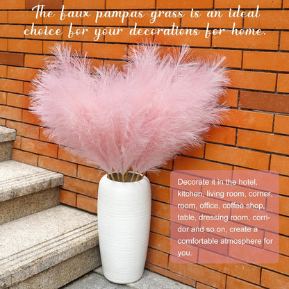 8 Pcs 38''/97cm Tall Faux Large Pampas Grass Decor, Pink