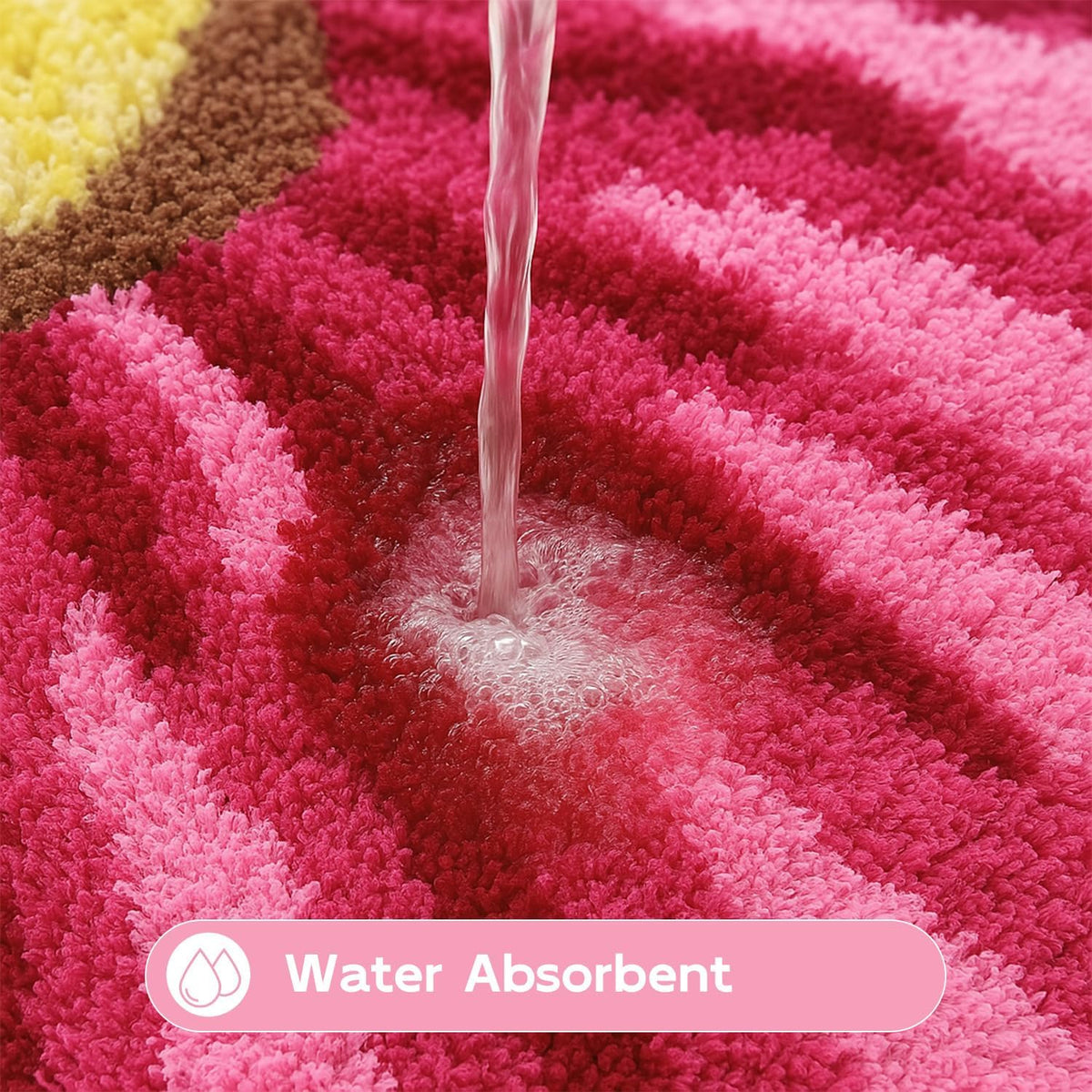 Pink Flowers Bath Rug, Floral Mat for Bathroom Cute Plant Non-Slip Floor Mats, Washable Microfiber Carpet for Living Room Home Fast Dry Area Rug