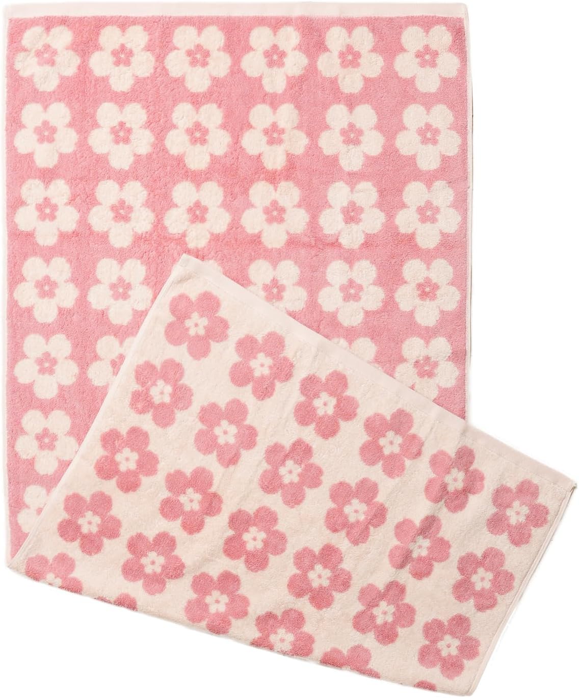 Pink Bath Towels - Set of 2 Made Cotton 27x55 Inches Highly Absorbent for Bathroom (BloomLux)