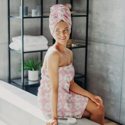 Pink Bath Towels - Set of 2 Made Cotton 27x55 Inches Highly Absorbent for Bathroom (BloomLux)