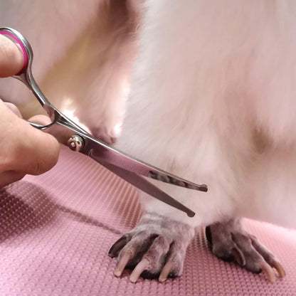 Dog Grooming Scissors Kit, Premium Stainless Steel Dog Shears with Curved Shears, Sharp Durable for Dogs Cats+Pink 3 Piece