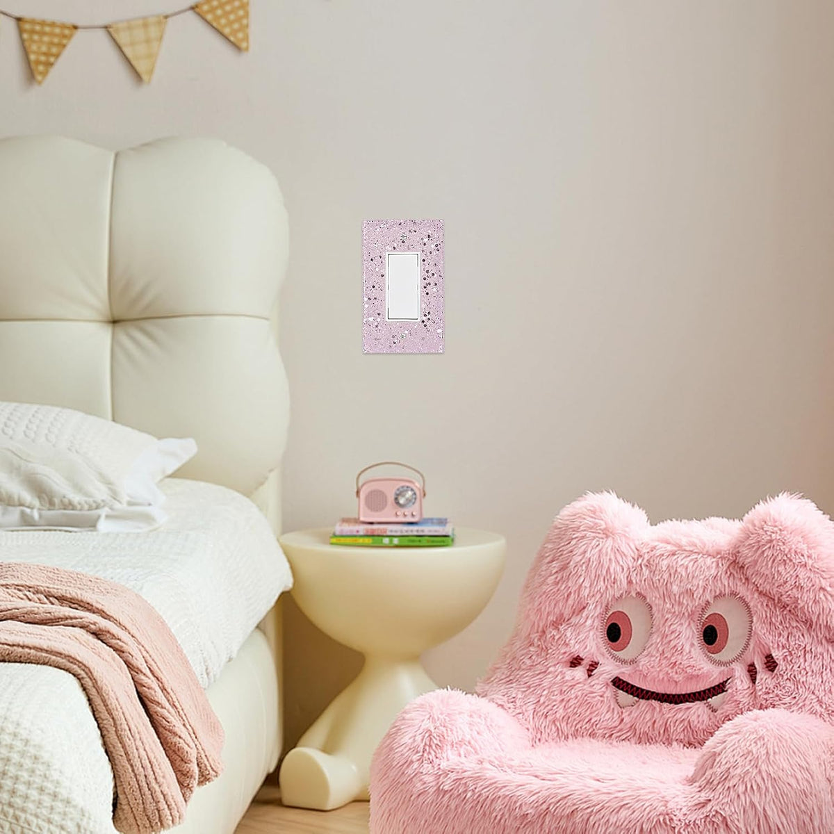 Pink Light Switch Cover For Girls Room, 1-Gang Rocker, 5.10"x3.15"