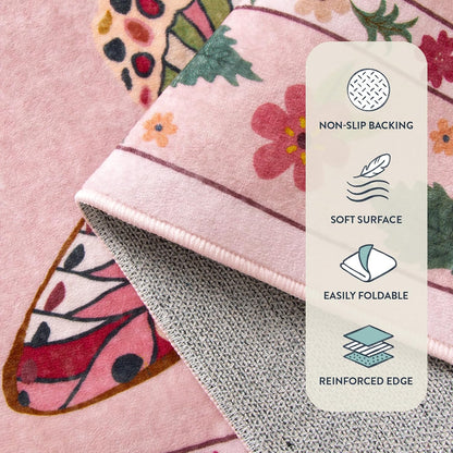 Insect Washable Rugs 5x7, Soft Pink Rugs for Bedroom Girls Nursery
