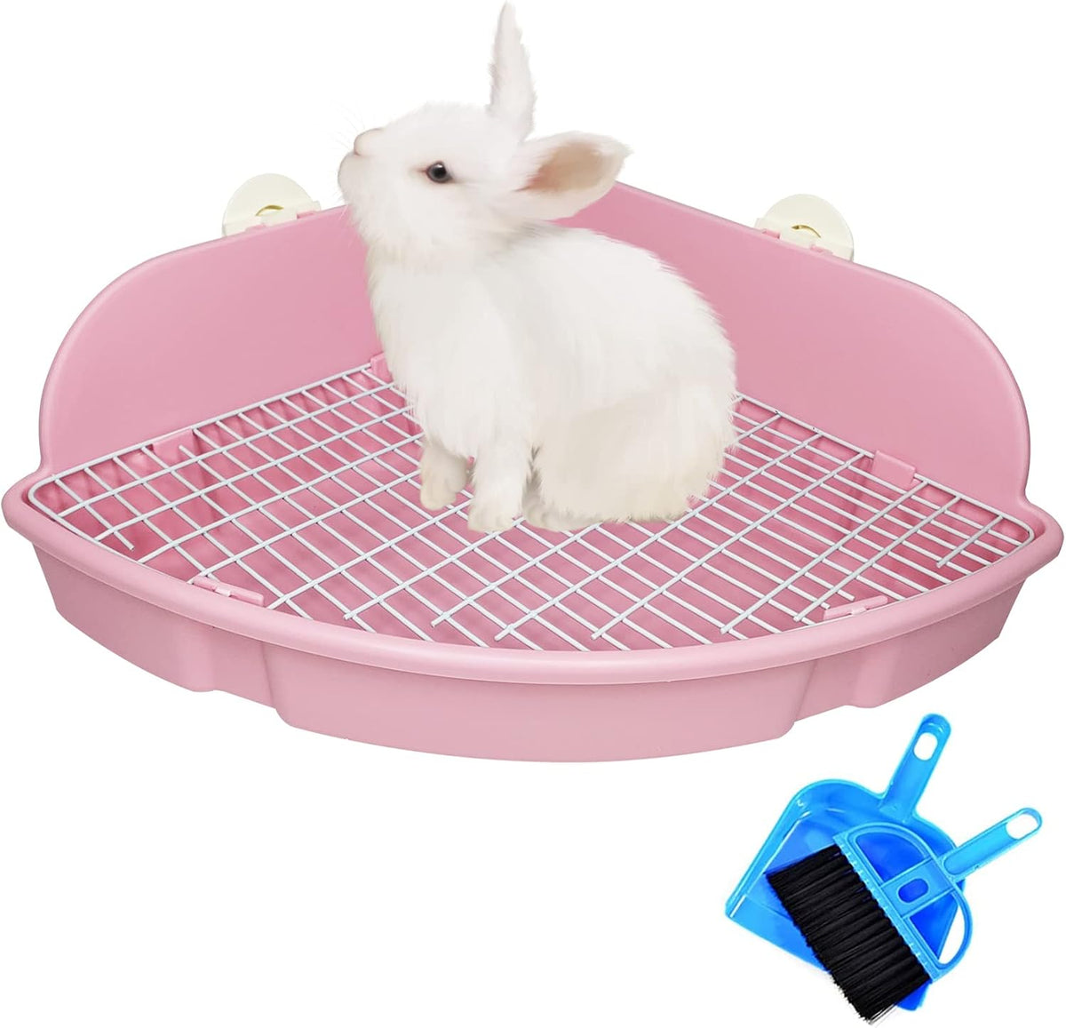 Large Rabbit Litter Box Small Animal Cage Toilet Pet Potty Bunny Corner Litter Box Trainer Bigger Pan Fan Shape Litter Boxes for Adult Ferret Guinea Pigs Chinchilla Galesaur (Pink)