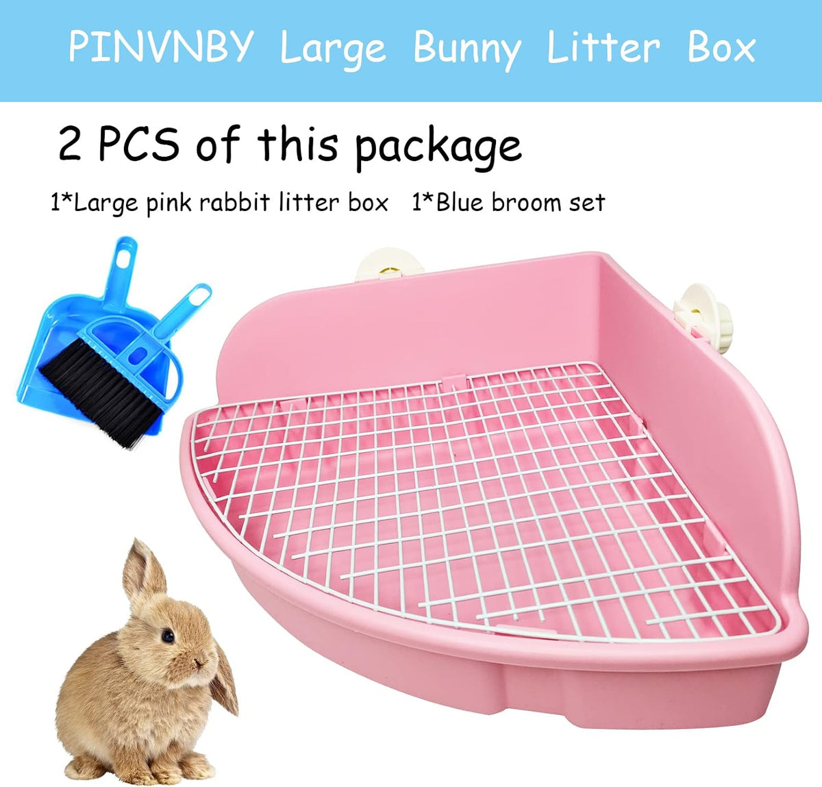 Large Rabbit Litter Box Small Animal Cage Toilet Pet Potty Bunny Corner Litter Box Trainer Bigger Pan Fan Shape Litter Boxes for Adult Ferret Guinea Pigs Chinchilla Galesaur (Pink)