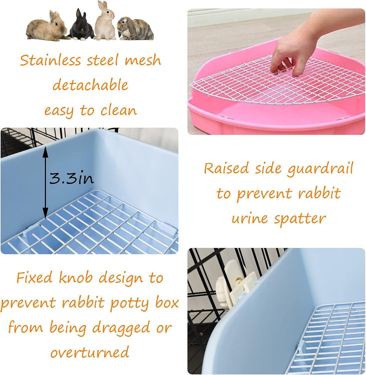Large Rabbit Litter Box Small Animal Cage Toilet Pet Potty Bunny Corner Litter Box Trainer Bigger Pan Fan Shape Litter Boxes for Adult Ferret Guinea Pigs Chinchilla Galesaur (Pink)