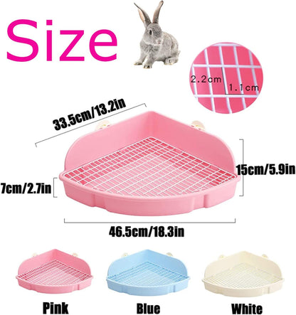 Large Rabbit Litter Box Small Animal Cage Toilet Pet Potty Bunny Corner Litter Box Trainer Bigger Pan Fan Shape Litter Boxes for Adult Ferret Guinea Pigs Chinchilla Galesaur (Pink)