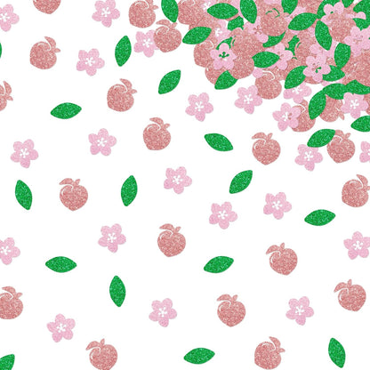 120pcs Peach Confetti, Fruit Table Confetti, Pink Glitter Sweet As a Peach Table Decoration, Summer Fruit Themed Birthday/Baby Shower Party Supplies